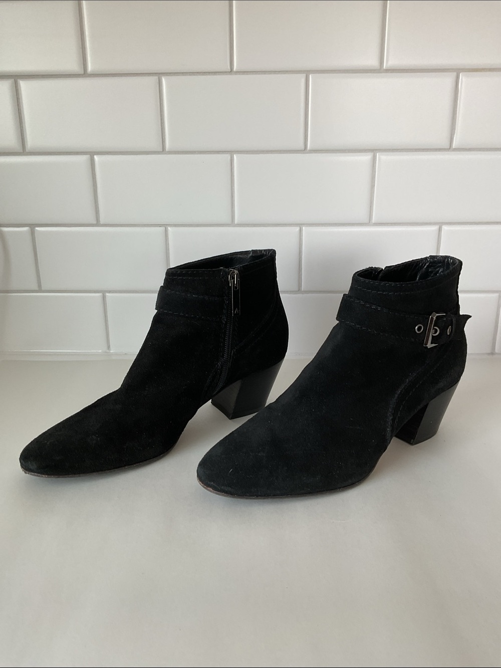 AQUATALIA Black Suede Ankle Booties with Side Buckle - Picture 13 of 13